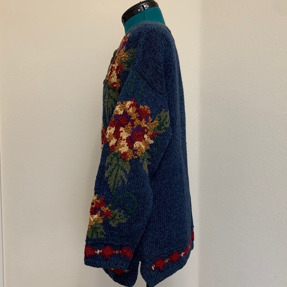 Hand Knit Ivy Vintage Embellished Tunic Sweater, grandma core, cottagecore, M - Picture 2 of 16